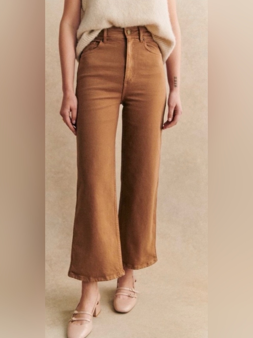 SEZANE Denim Le Crop jeans in coffee size US 6 FR 38